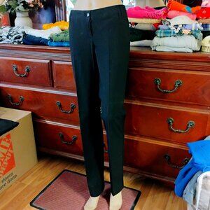 Black Polyester Pleated Slacks